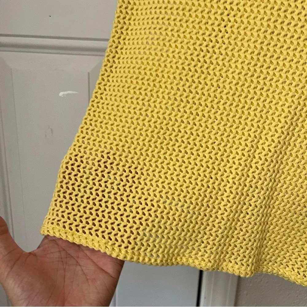 MONTCE yellow canary butter open‎ knit coverup beach mini skirt stretchy